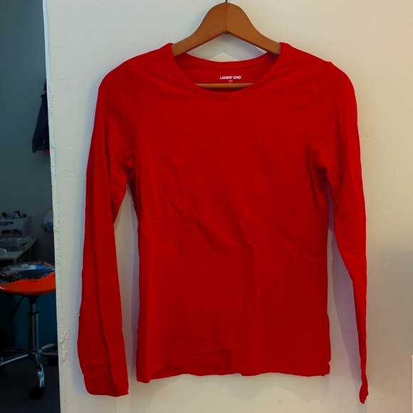 Lands end XXS red layering long sleeve tee - Picture 1 of 3